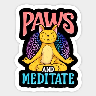 Paws and Meditate Funny yoga and cat lover gift Sticker